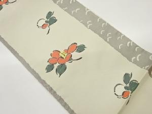 木屋太製　椿模様織出し袋帯